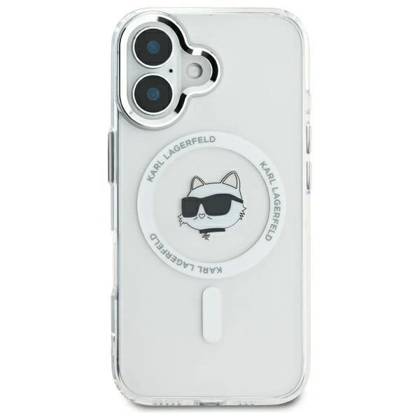 Karl Lagerfeld IML Metal Choupette Head MagSafe case for iPhone 16 Plus - white