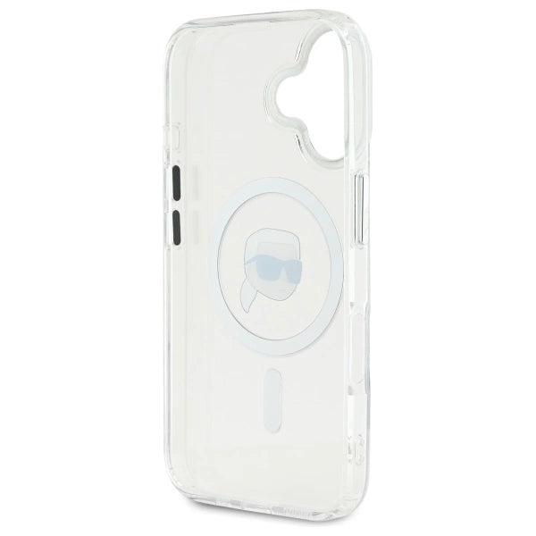 Karl Lagerfeld IML Metal Karl Head MagSafe Case for iPhone 16 Plus - White