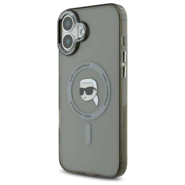 Karl Lagerfeld IML Metal Karl Head MagSafe iPhone 16 Plus Case - Black
