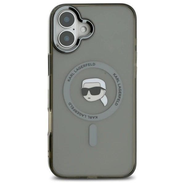 Karl Lagerfeld IML Metal Karl Head MagSafe iPhone 16 Plus Case - Black