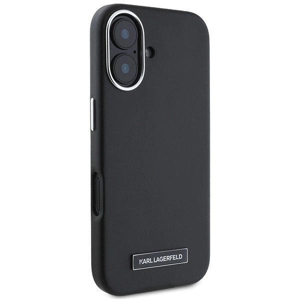 Karl Lagerfeld FW Metal Plate MagSafe iPhone 16 Plus Case - Black