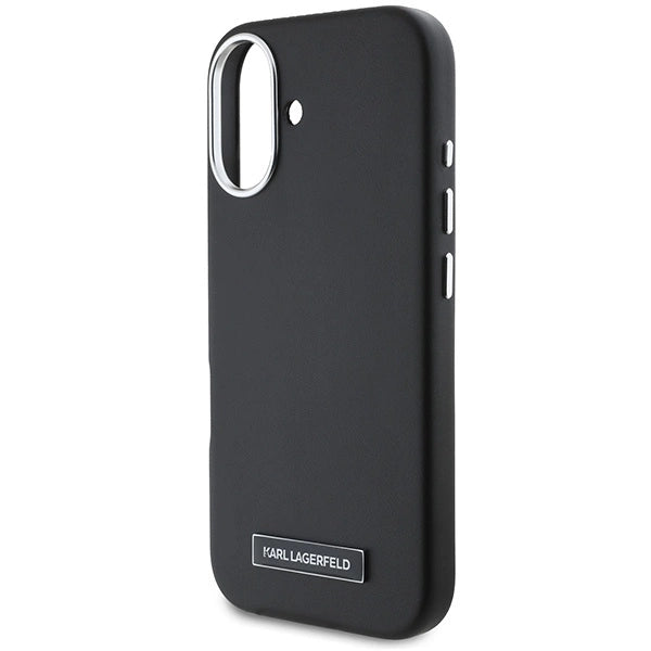Karl Lagerfeld FW Metal Plate MagSafe iPhone 16 Plus Case - Black