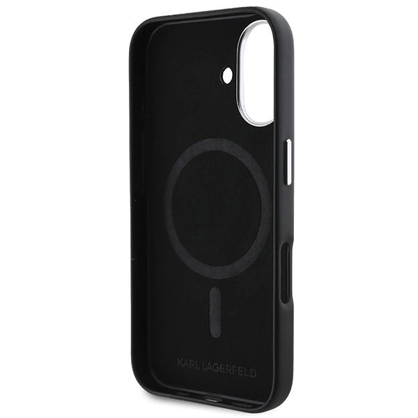 Karl Lagerfeld FW Metal Plate MagSafe iPhone 16 Plus Case - Black