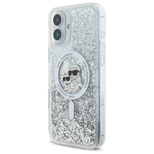 Karl Lagerfeld Liquid Glitter Karl&Choupette Head Magsafe iPhone 16 Case - Clear