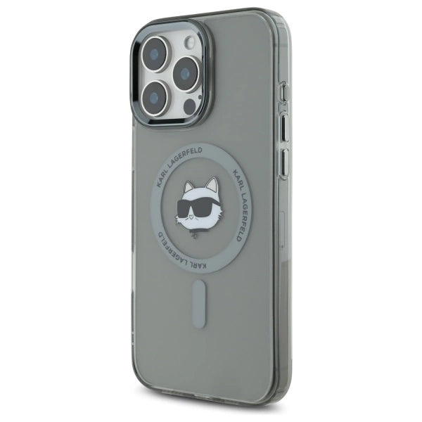 Karl Lagerfeld IML Metal Choupette Head MagSafe Case for iPhone 16 Pro Max - Black