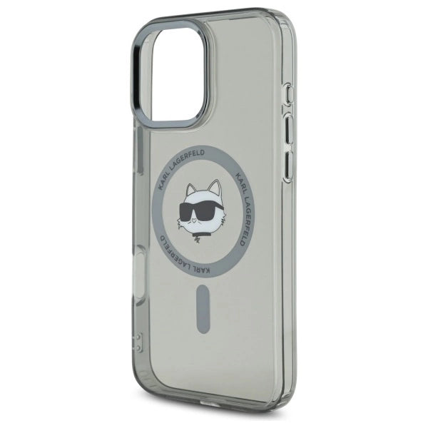 Karl Lagerfeld IML Metal Choupette Head MagSafe Case for iPhone 16 Pro Max - Black