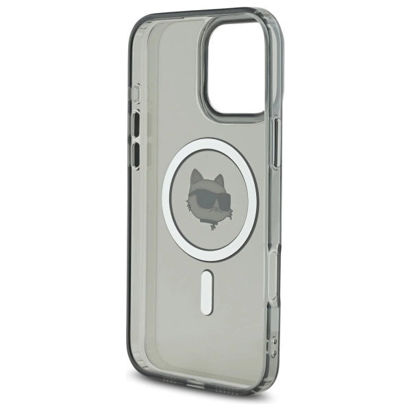 Karl Lagerfeld IML Metal Choupette Head MagSafe Case for iPhone 16 Pro Max - Black