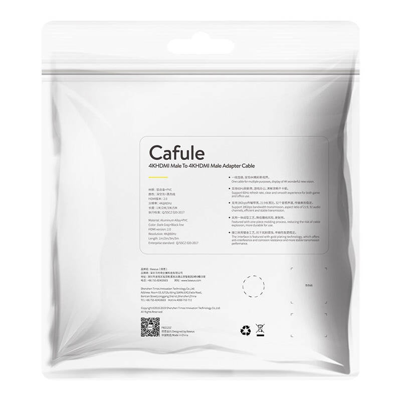 Baseus Cafule 4KHDMI Mand til 4KHDMI Mand Adapter Kabel 2m sort