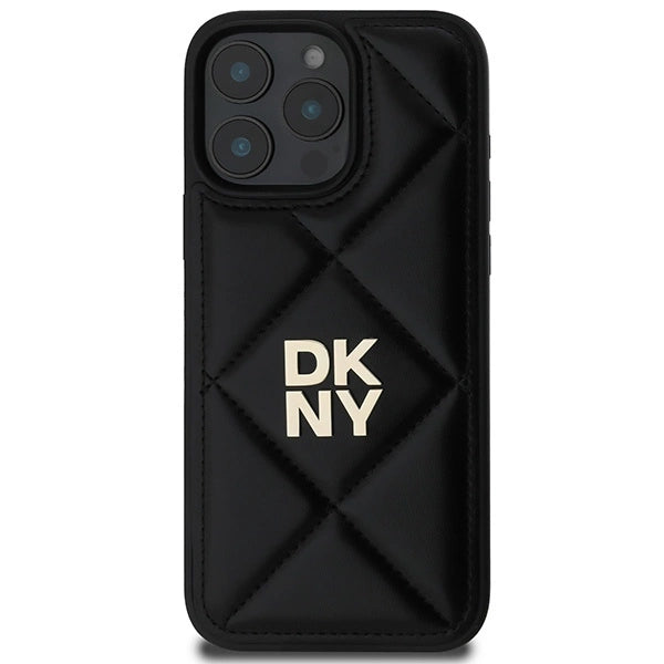 DKNY Quilted Stack Logo iPhone 16 Pro Case - Black