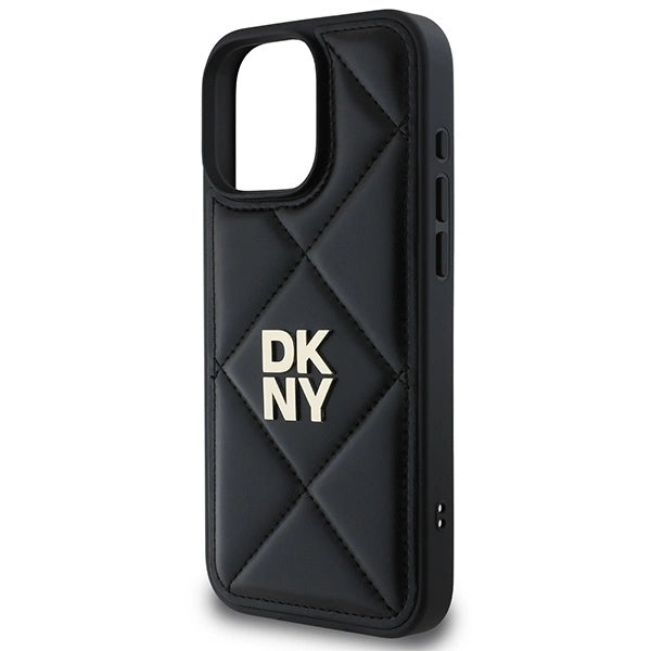 DKNY Quilted Stack Logo iPhone 16 Pro Case - Black