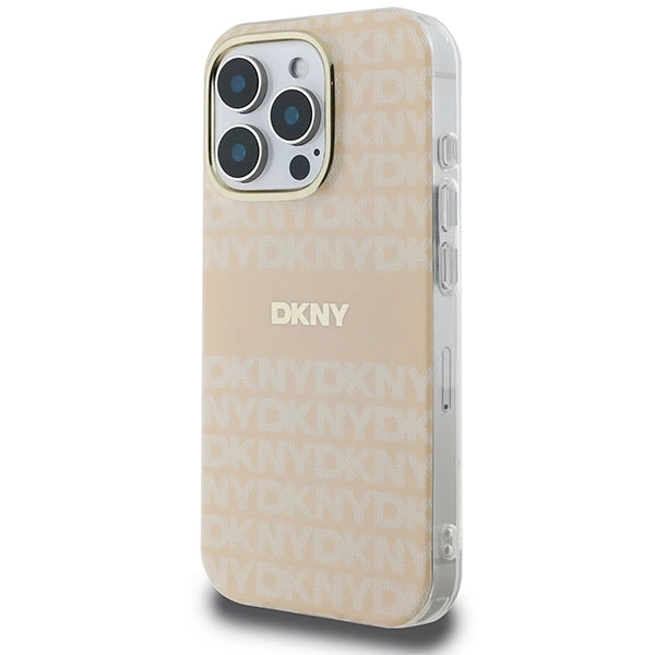 DKNY Repeat Texture Pattern & Stripe MagSafe iPhone 16 Pro Case - Pink