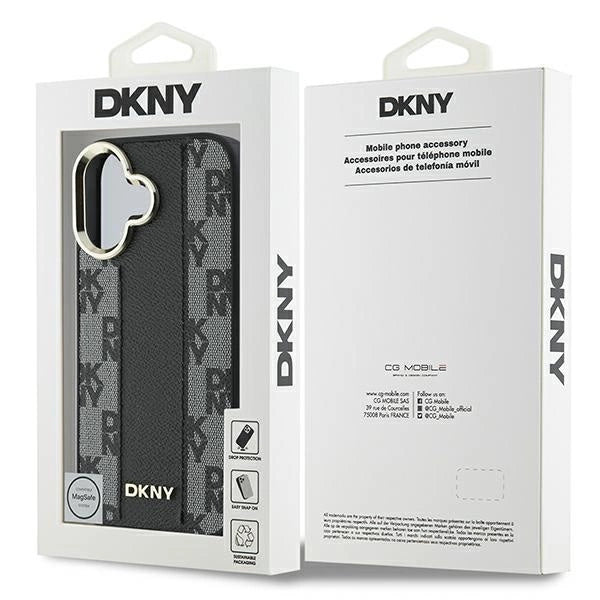 DKNY Checkered Pattern Magsafe iPhone 16 Plus Case - Black