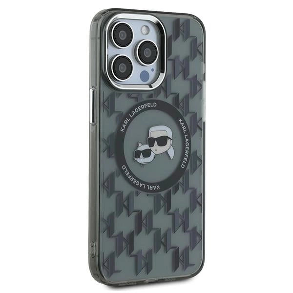 Karl Lagerfeld IML Monogram Karl & Choupette Head MagSafe iPhone 15 Pro Case - Black