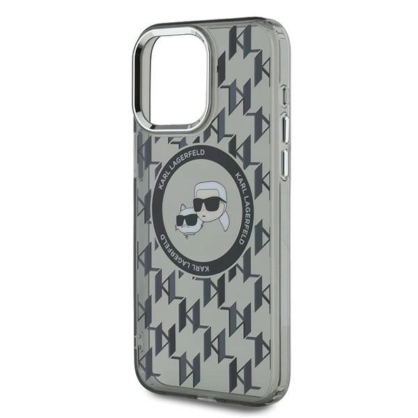 Karl Lagerfeld IML Monogram Karl & Choupette Head MagSafe iPhone 15 Pro Case - Black