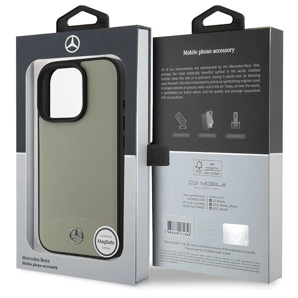 Mercedes MB Textured and Plain Leather MagSafe case for iPhone 16 Pro Max - beige