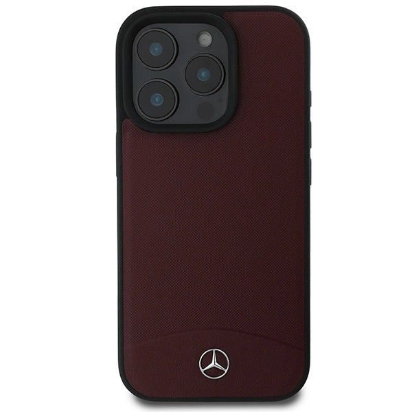 Mercedes Textured And Plain Leather MagSafe case til iPhone 16 Pro Max - rød