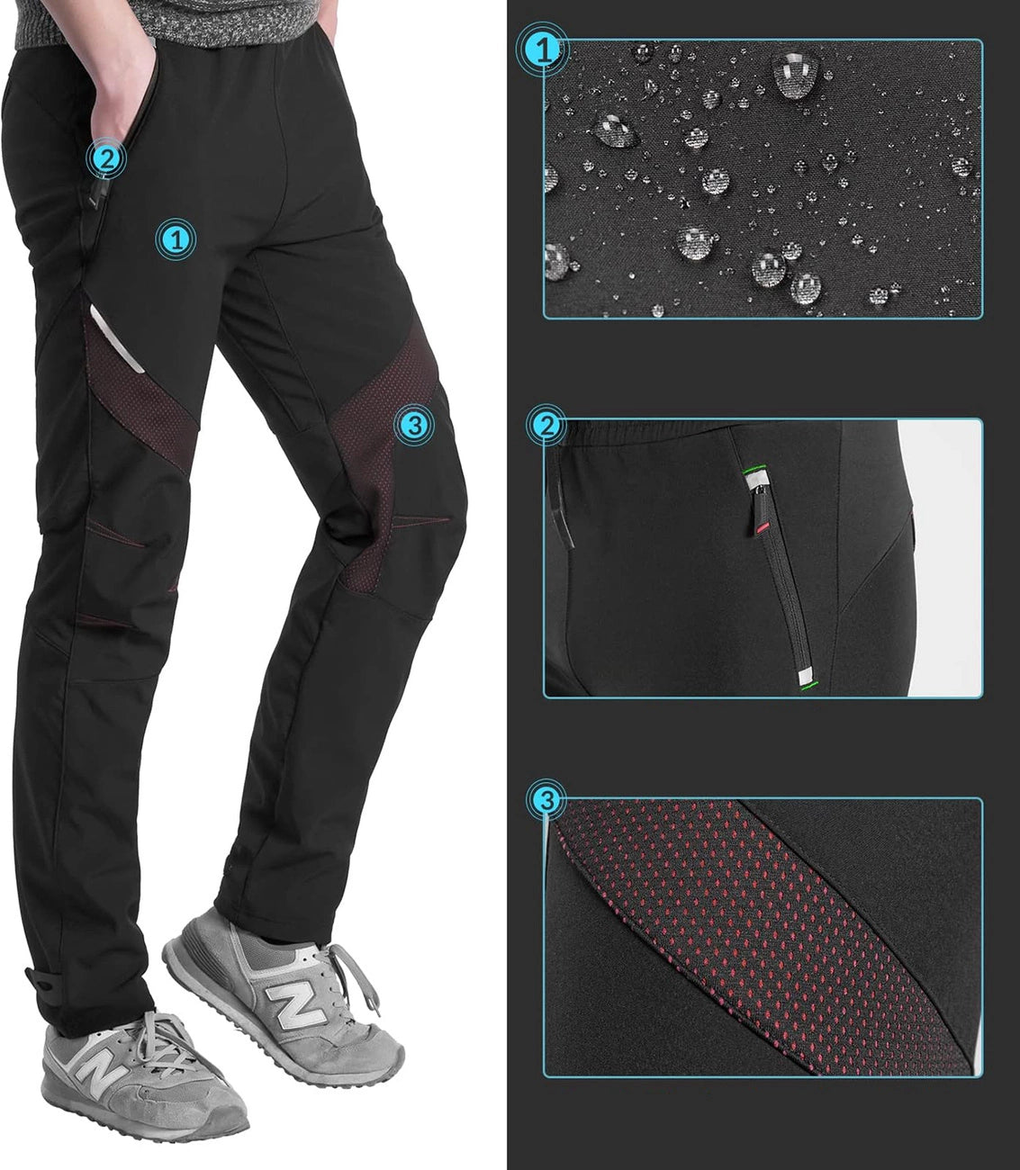 Rockbros Patrulje Cykling Vindtæt Sportsbukser M - sort