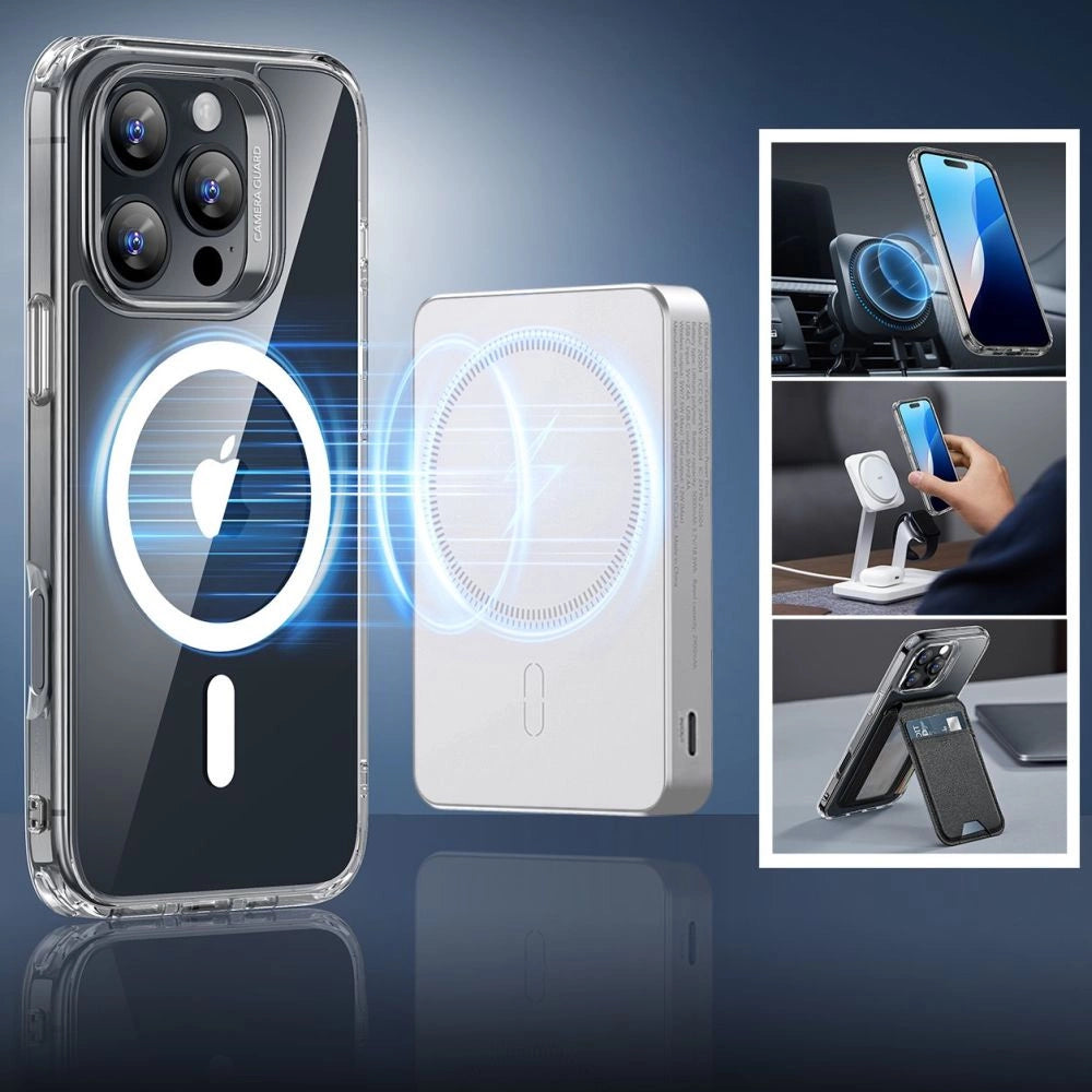 ESR Classic Hybrid Halolock MagSafe Case + tempereret glas til iPhone 16 Pro - Klar