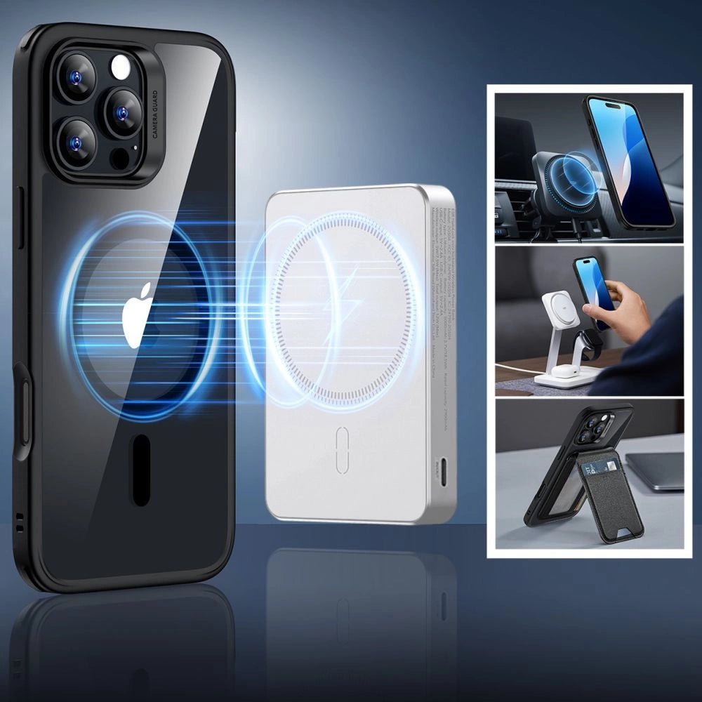 ESR Classic Hybrid Halolock MagSafe Case + Tempered Glass for iPhone 16 Pro - Clear with Black Frame