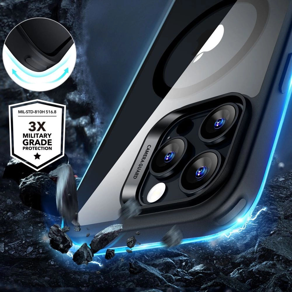 ESR Classic Hybrid Halolock MagSafe Case + tempereret glas til iPhone 16 Pro Max - Klar med sort ramme