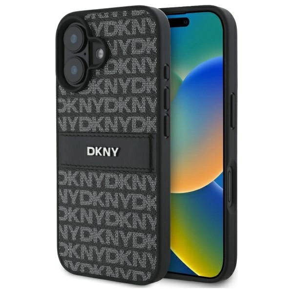 DKNY Texture Pattern Tonal Stripe iPhone 16 Case - sort