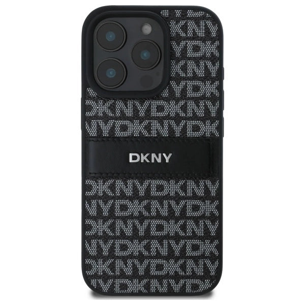 DKNY Texture Pattern Tonal Stripe iPhone 16 Pro Max Case - Black