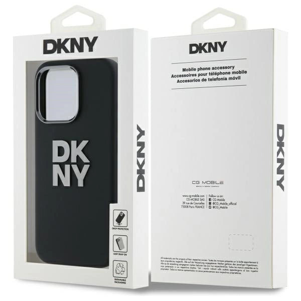 DKNY Liquid Silicone Metal Logo iPhone 16 Pro Max Case - Black