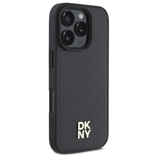 DKNY Repeat Pattern Stack Logo MagSafe iPhone 16 Pro Case - Black