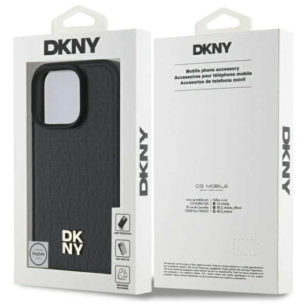DKNY Repeat Pattern Stack Logo MagSafe iPhone 16 Pro Case - Black