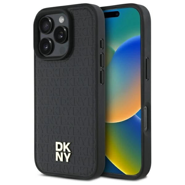 DKNY Repeat Pattern Stack Logo MagSafe iPhone 16 Pro Max Case - sort