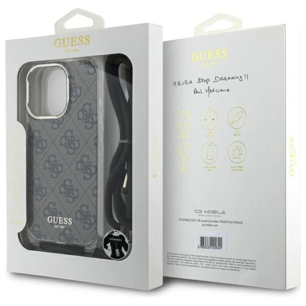 Guess Crossbody Cord 4G Print Case for iPhone 16 Pro Max - Brown