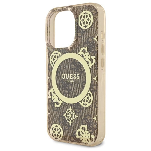 Guess IML Peony On 4G Baggrunds MagSafe Case til iPhone 16 Pro Max - Brunt