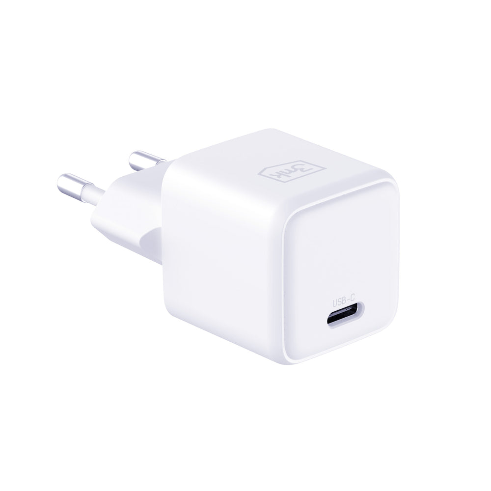 3mk Hyper Charger PD GaN 25W Wall Charger with USB-C Cable - White
