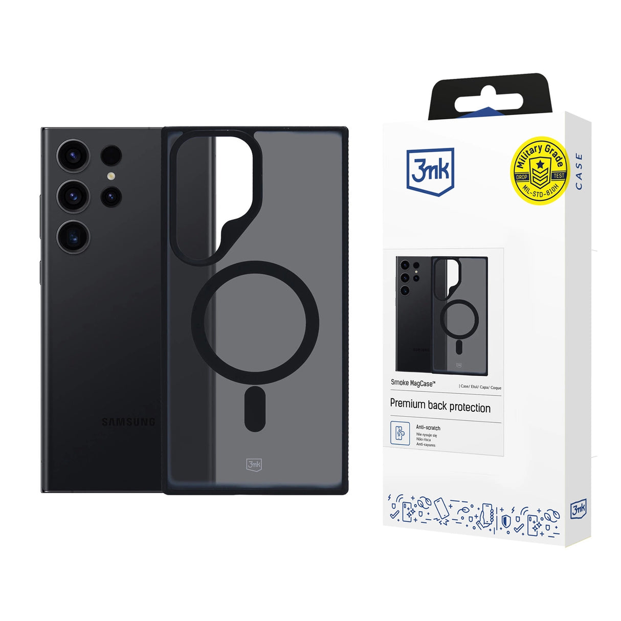 3mk Smoke MagCase med MagSafe til Samsung Galaxy S24 Ultra - halvt gennemsigtigt