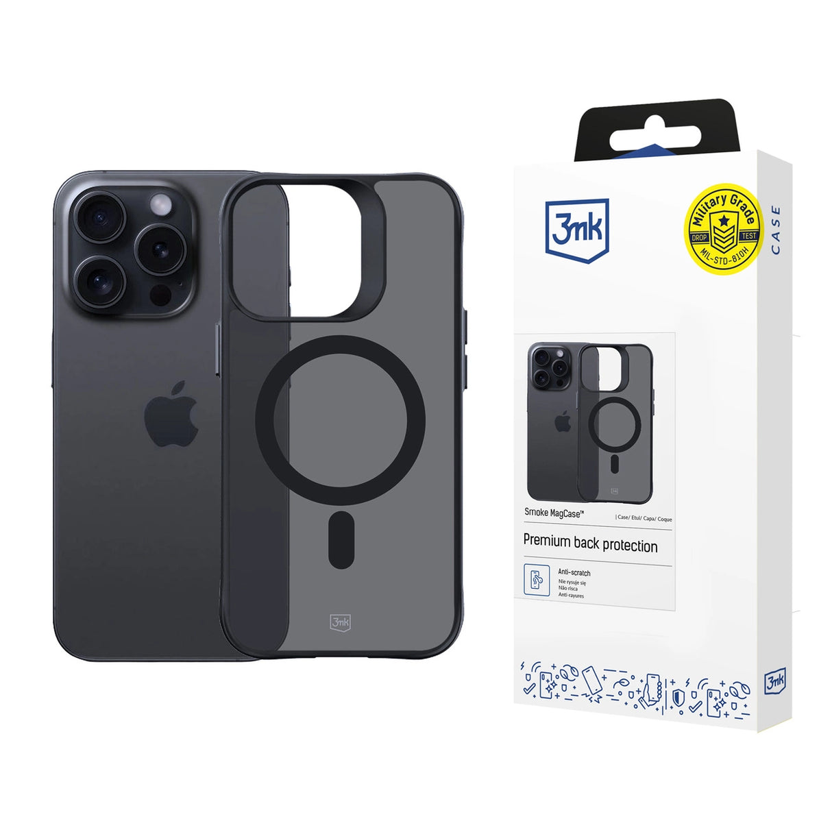 3mk Smoke MagCase med MagSafe til iPhone 15 Pro Max - Halvt gennemsigtigt