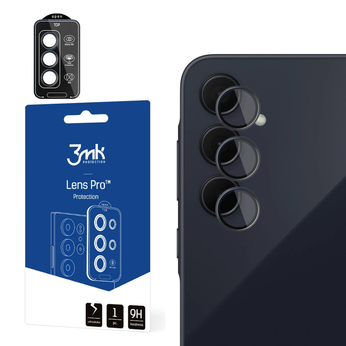 3mk Lens Protection Pro Black Camera Cover til Samsung Galaxy A55 5G - med sort ramme