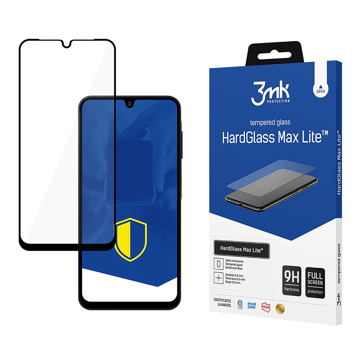 Hærdet glas 3mk HardGlass Max Lite Black til Samsung Galaxy A16