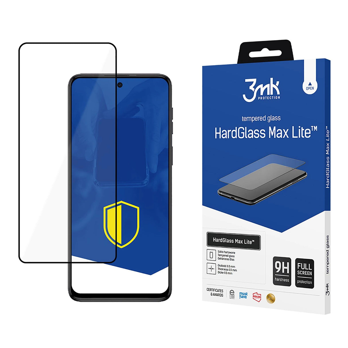 3mk HardGlass Max Lite tempereret glas med sort ramme til Motorola Moto G54 / Power Edition