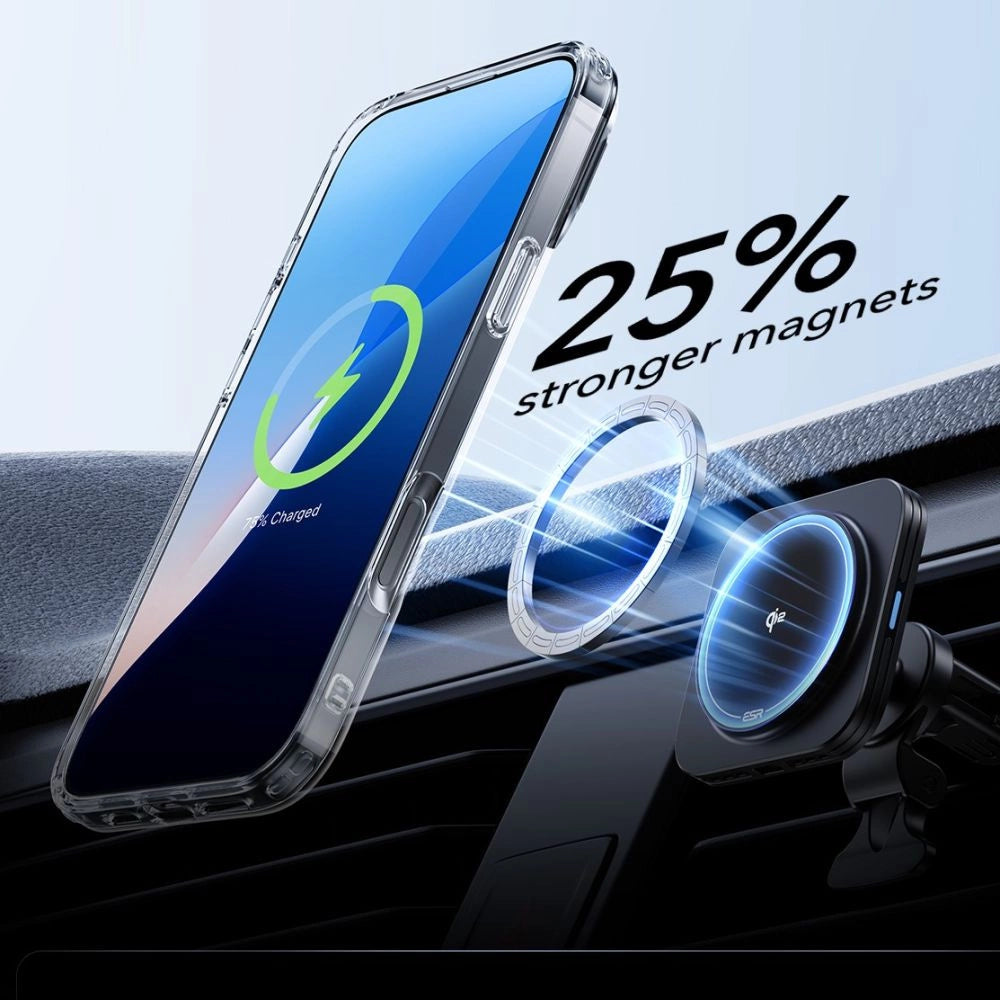 ESR Classic Hybrid Kickstand Halolock MagSafe Case Set med Stand + Hæmt Glas til iPhone 16 Pro - Clear