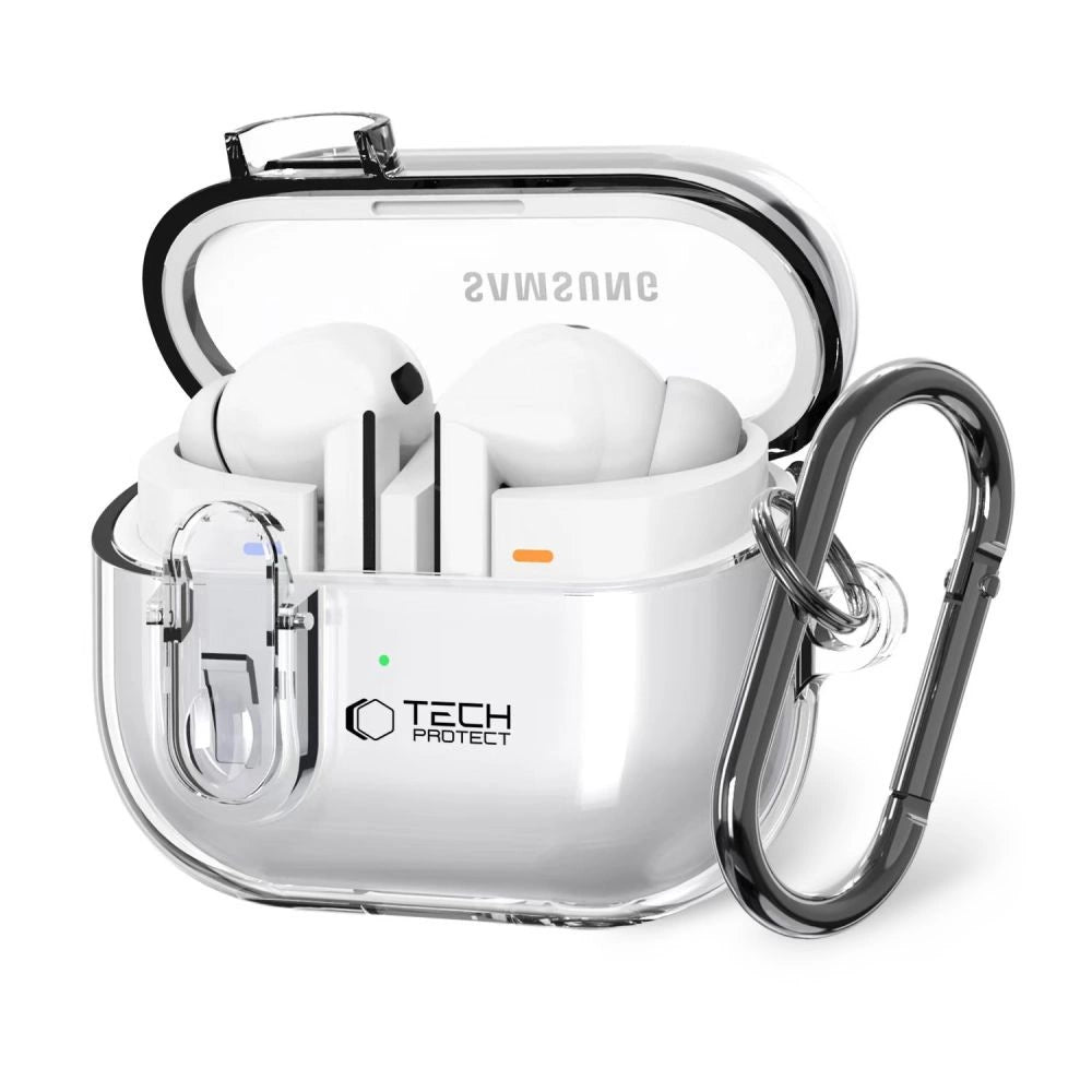 Tech-Protect FlexAir Case med Carabiner til Samsung Galaxy Buds 3 / 3 Pro - Gennemsigtig