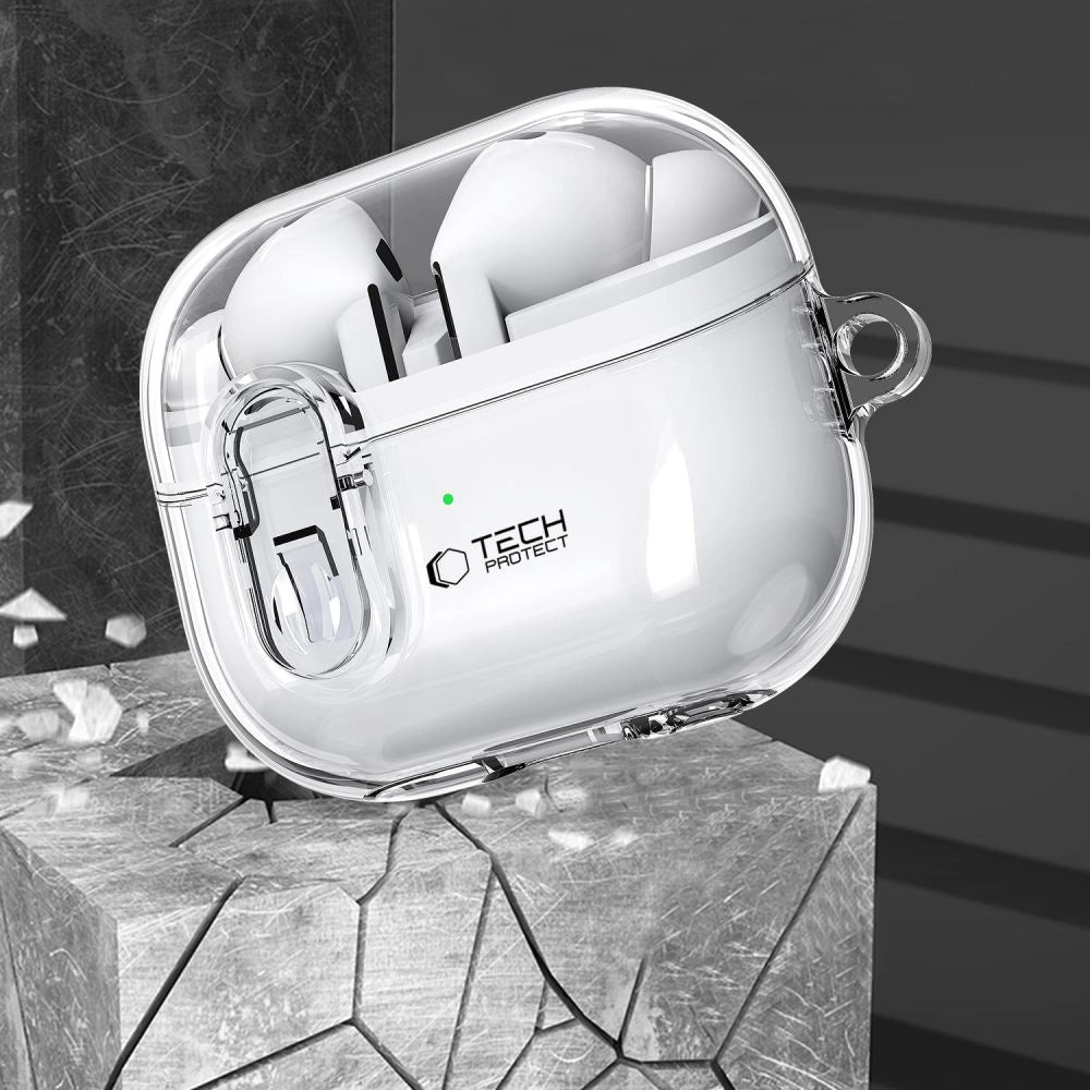 Tech-Protect FlexAir Case med Carabiner til Samsung Galaxy Buds 3 / 3 Pro - Gennemsigtig