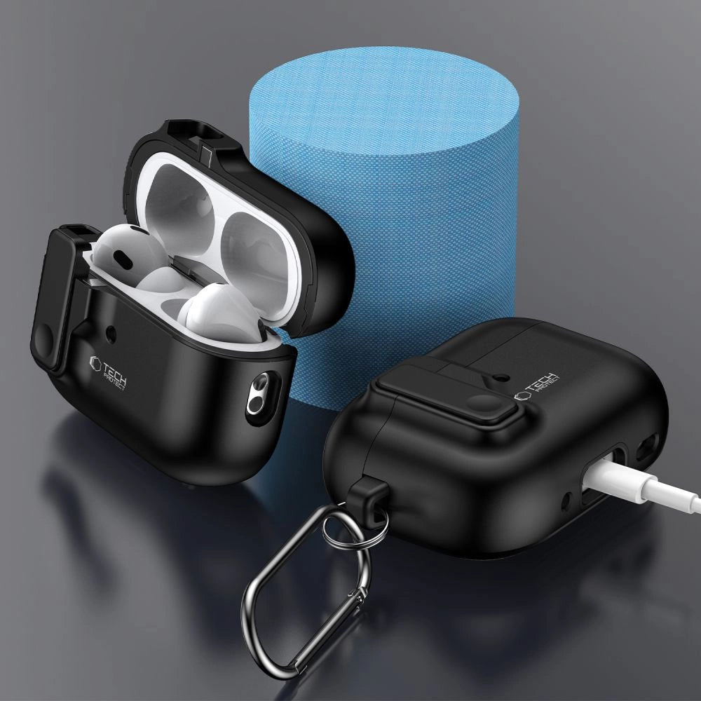 Tech-Protect Slim Hook Case with Carabiner for Apple AirPods Pro 1 / 2 - Black