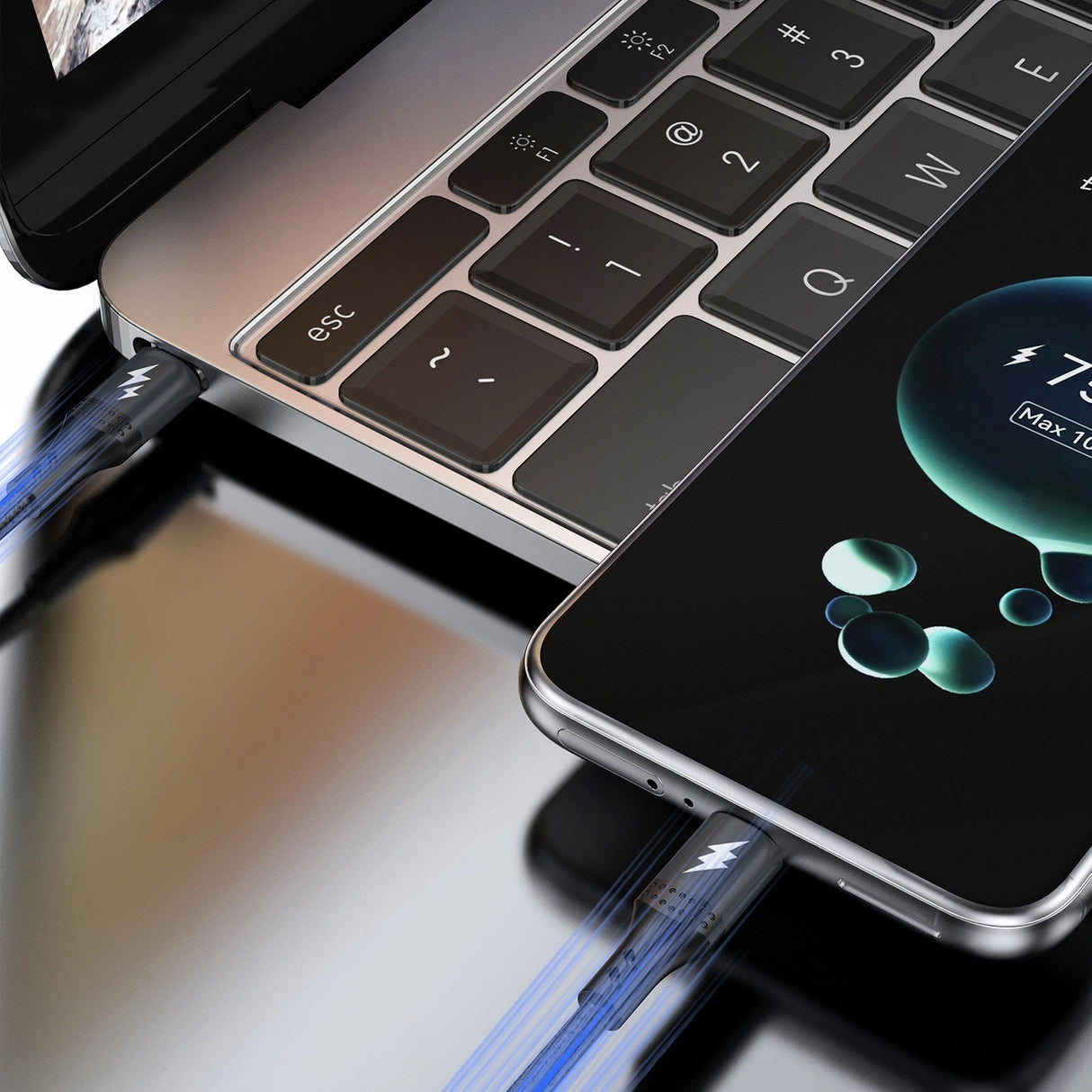 Dudao L3CC USB-C - USB-C 60W 2m flettet kabel - sort