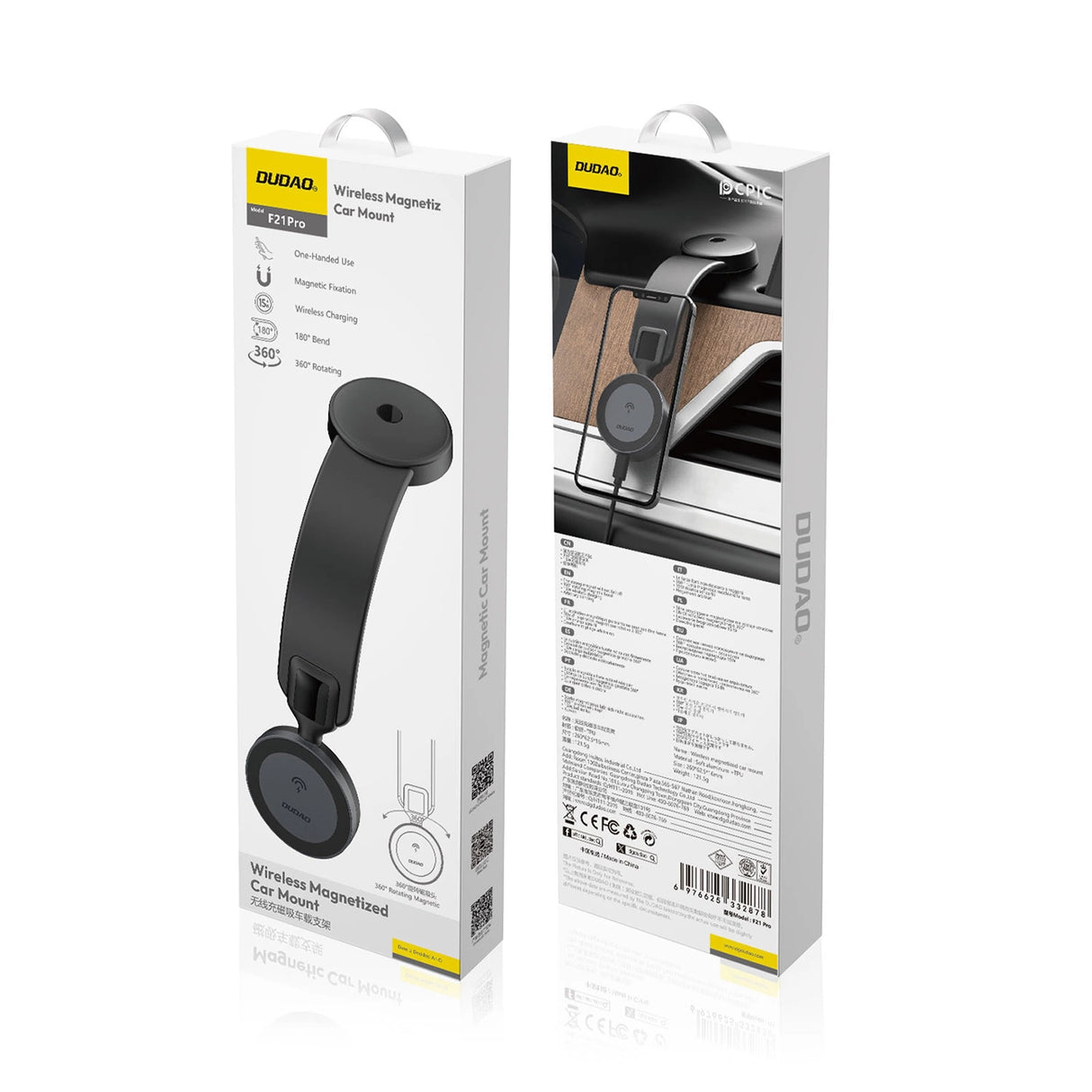 Dudao F21 Pro 15W MagSafe induktiv biloplader - sort