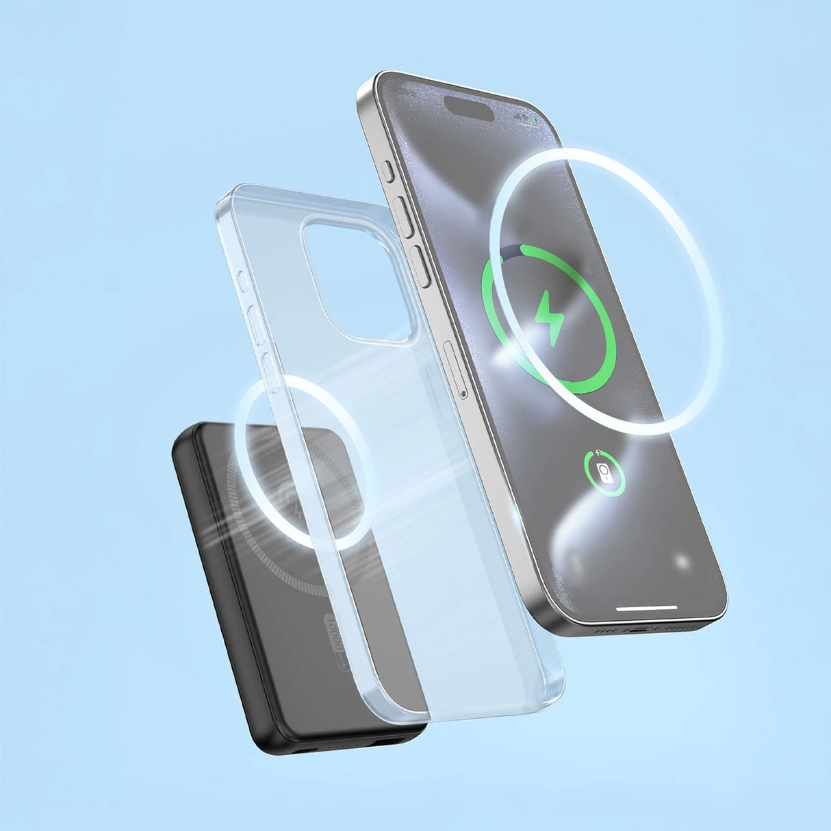 Powerbank Dudao K14S+ 10000mAh 20W USB-A / USB-C / MagSafe med stand - sort