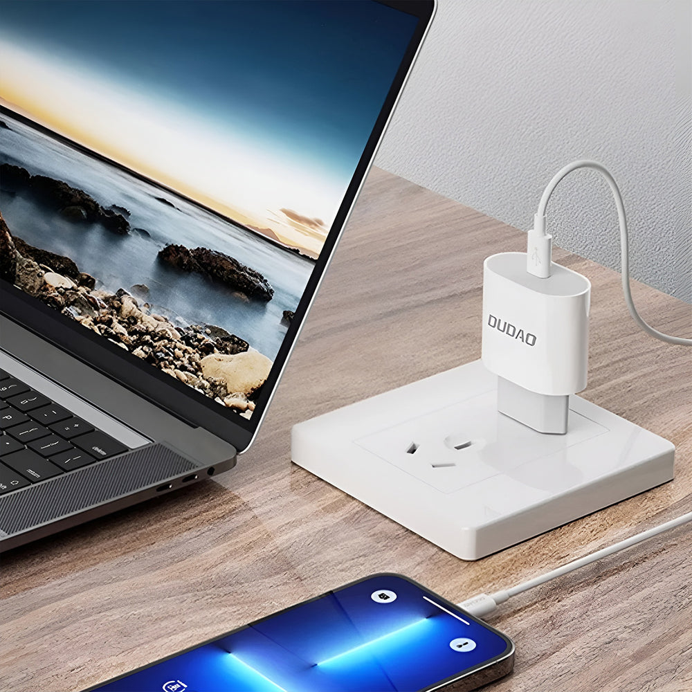 Dudao A14EUC PD 20W USB-C Wall Charger med kabel - hvid