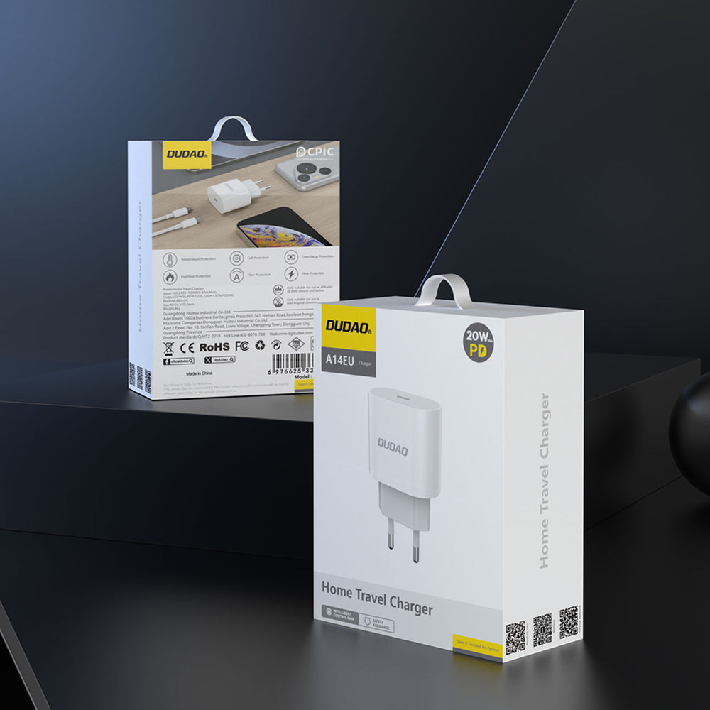 Dudao A14EUC PD 20W USB-C Wall Charger med kabel - hvid