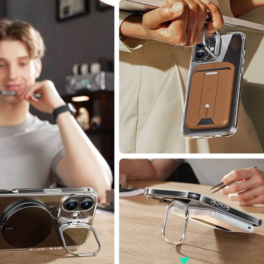ESR Classic Hybrid Kickstand Halolock MagSafe Case Set + hærdet glas til iPhone 16 - Clear