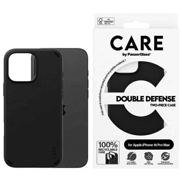 CARE af PanzerGlass Feature Double Defense Case til iPhone 16 Pro - sort