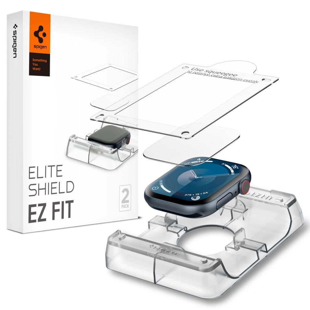 Spigen Elite Shield EZ FIT Hybrid Glass 2-PACK til Apple Watch 10 (42MM) - Klar